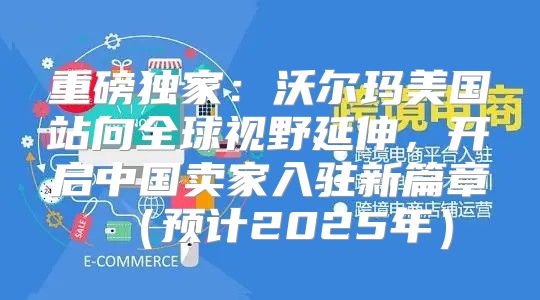 重磅独家：沃尔玛美国站向全球视野延伸，开启中国卖家入驻新篇章预计2025年