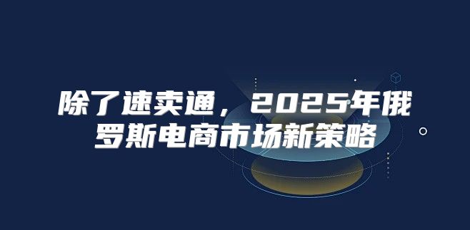 除了速卖通，2025年俄罗斯电商市场新策略