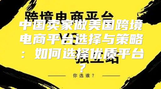 中国卖家做美国跨境电商平台选择与策略：如何选择优质平台？