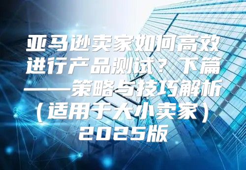 亚马逊卖家如何高效进行产品测试？下篇——策略与技巧解析适用于大小卖家 2025版