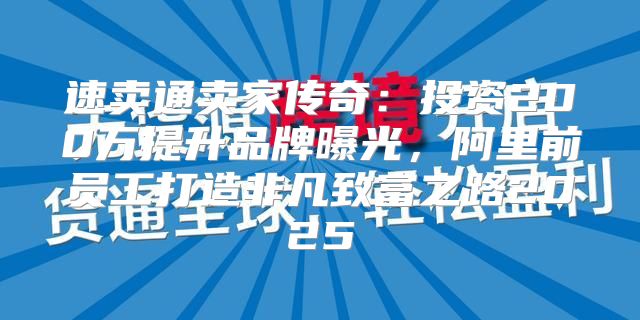 速卖通卖家传奇：投资200万提升品牌曝光，阿里前员工打造非凡致富之路2025