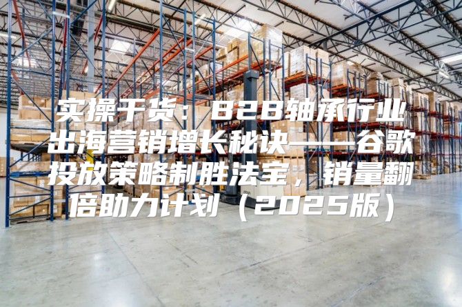 实操干货：B2B轴承行业出海营销增长秘诀——谷歌投放策略制胜法宝，销量翻倍助力计划2025版