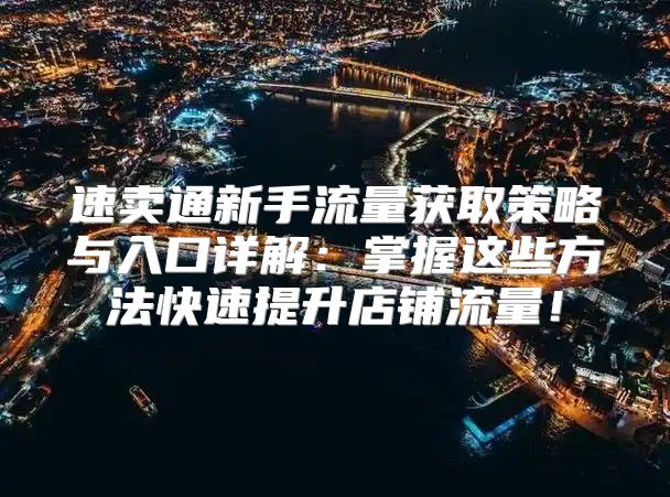 速卖通新手流量获取策略与入口详解：掌握这些方法快速提升店铺流量！