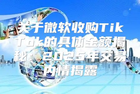 关于微软收购TikTok的具体金额揭秘：2025年交易内情揭露