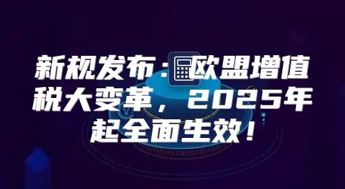 新规发布：欧盟增值税大变革，2025年起全面生效！