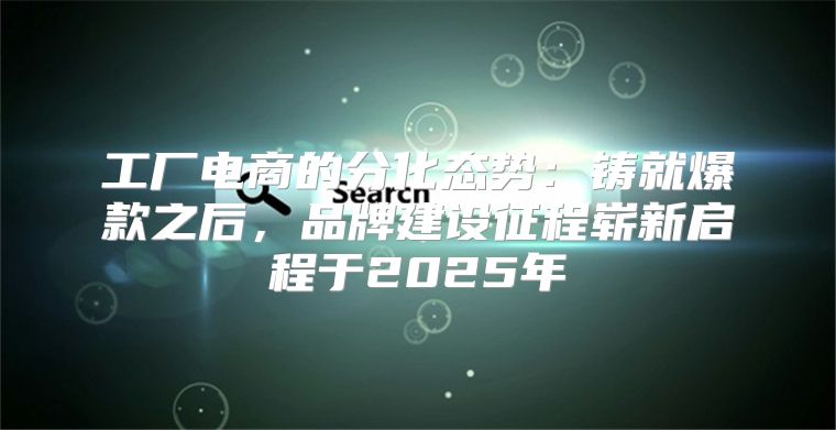 工厂电商的分化态势：铸就爆款之后，品牌建设征程崭新启程于2025年