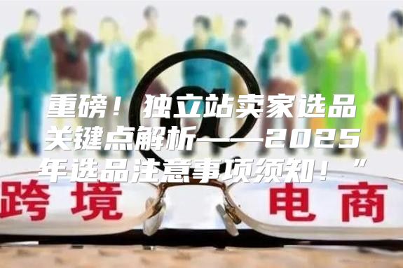 重磅！独立站卖家选品关键点解析——2025年选品注意事项须知！”