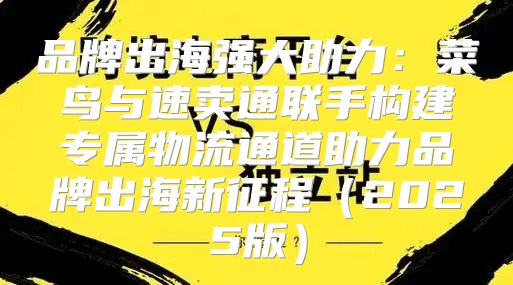 品牌出海强大助力：菜鸟与速卖通联手构建专属物流通道助力品牌出海新征程2025版