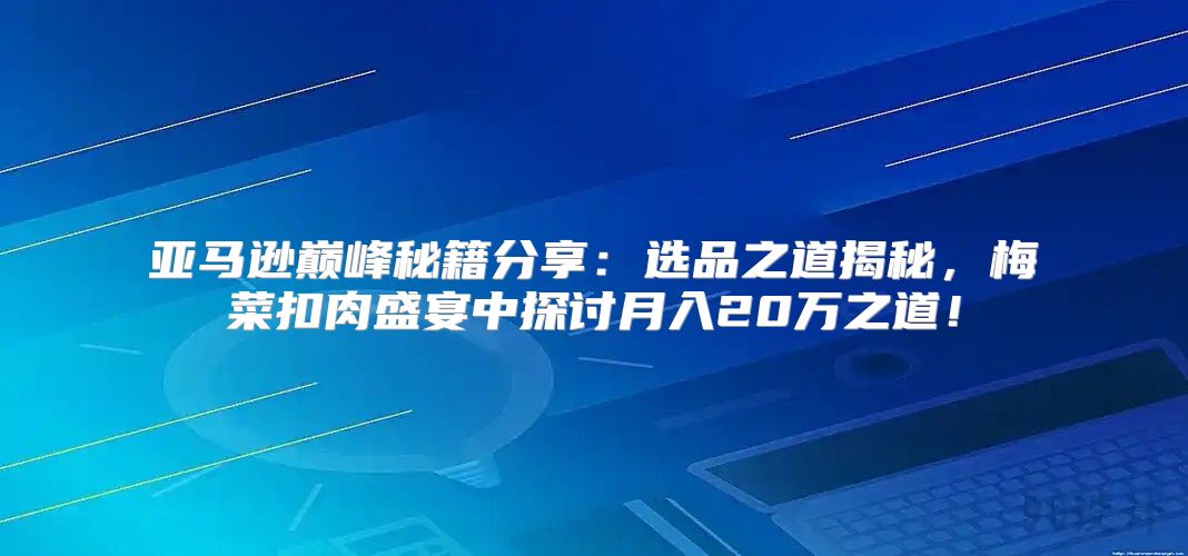 亚马逊巅峰秘籍分享：选品之道揭秘，梅菜扣肉盛宴中探讨月入20万之道！