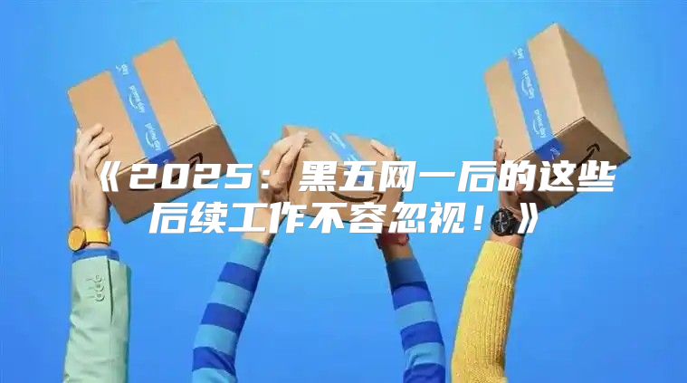 2025黑五网一后的这些后续工作不容忽视！