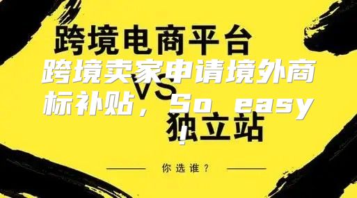 跨境卖家申请境外商标补贴，So easy！