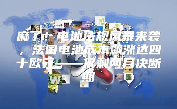麻了！电池法规风暴来袭，法国电池成本飙涨达四十欧元——仅剩两月决断期