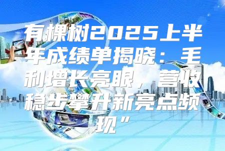 有棵树2025上半年成绩单揭晓：毛利增长亮眼，营收稳步攀升新亮点频现”