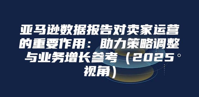 亚马逊数据报告对卖家运营的重要作用：助力策略调整与业务增长参考2025视角