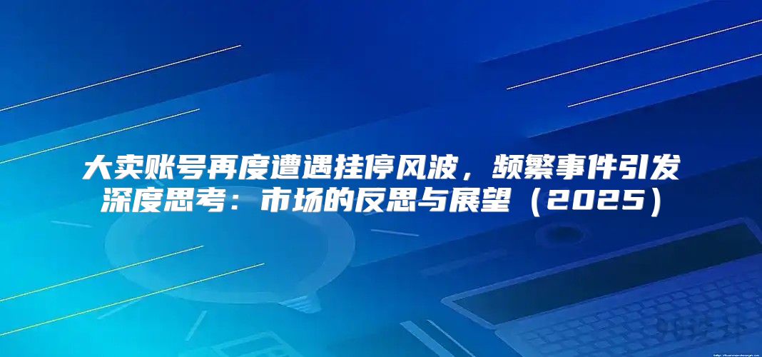 大卖账号再度遭遇挂停风波，频繁事件引发深度思考：市场的反思与展望2025
