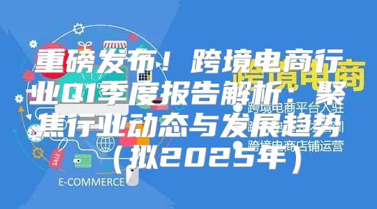 重磅发布！跨境电商行业Q1季度报告解析：聚焦行业动态与发展趋势拟2025年