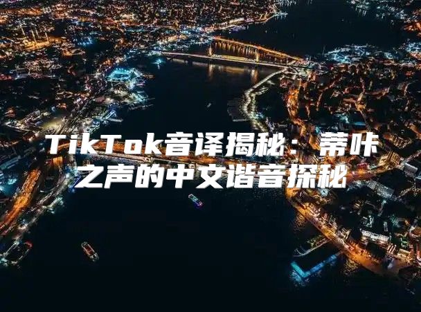 TikTok音译揭秘：蒂咔之声的中文谐音探秘