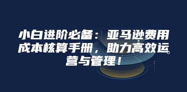 小白进阶必备：亚马逊费用成本核算手册，助力高效运营与管理！