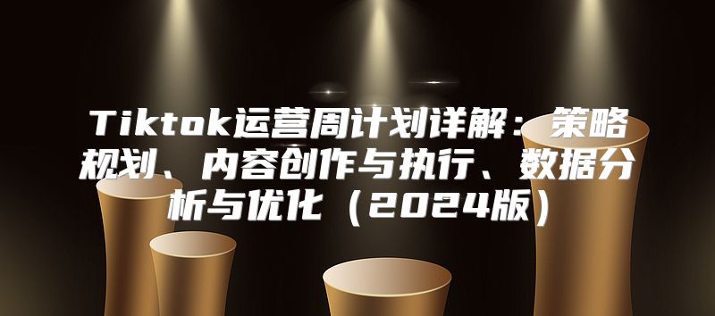 Tiktok运营周计划详解：策略规划、内容创作与执行、数据分析与优化2025版