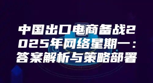 中国出口电商备战2025年网络星期一：答案解析与策略部署