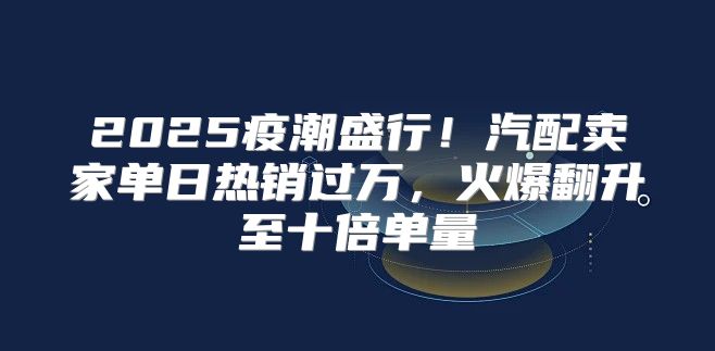 2025疫潮盛行！汽配卖家单日热销过万，火爆翻升至十倍单量