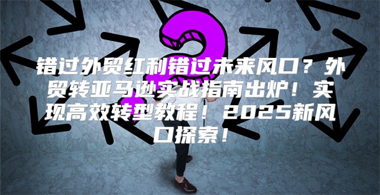 错过外贸红利错过未来风口？外贸转亚马逊实战指南出炉！实现高效转型教程！2025新风口探索！