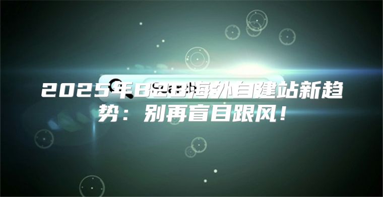 2025年B2B海外自建站新趋势：别再盲目跟风！