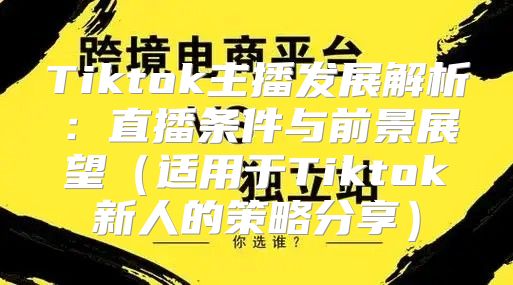 Tiktok主播发展解析：直播条件与前景展望适用于Tiktok新人的策略分享
