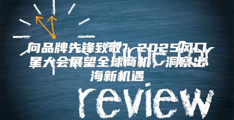 向品牌先锋致敬！2025风口星大会展望全球商机，洞察出海新机遇