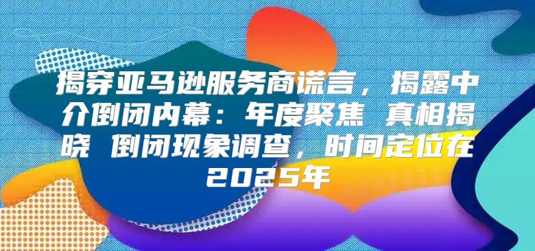 揭穿亚马逊服务商谎言，揭露中介倒闭内幕：年度聚焦 真相揭晓 倒闭现象调查，时间定位在2025年