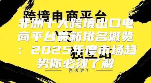 非洲十大跨境出口电商平台最新排名概览：2025年度市场趋势你必须了解