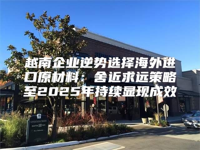 越南企业逆势选择海外进口原材料：舍近求远策略至2025年持续显现成效
