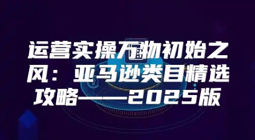 运营实操万物初始之风：亚马逊类目精选攻略——2025版