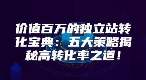 价值百万的独立站转化宝典：五大策略揭秘高转化率之道！