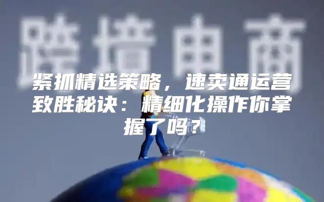 紧抓精选策略，速卖通运营致胜秘诀：精细化操作你掌握了吗？