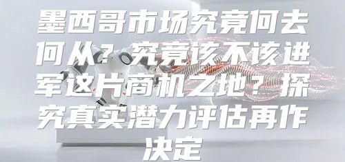 墨西哥市场究竟何去何从？究竟该不该进军这片商机之地？探究真实潜力评估再作决定
