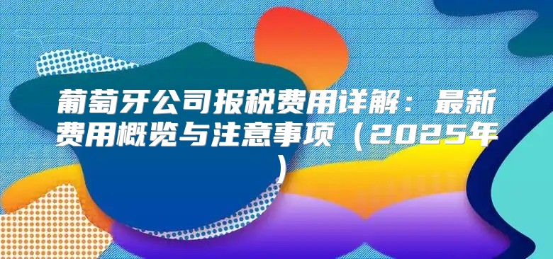 葡萄牙公司报税费用详解：最新费用概览与注意事项2025年