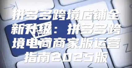 拼多多跨境店铺全新升级：拼多多跨境电商商家版运营指南2025版