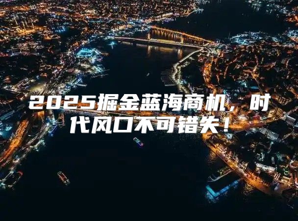 2025掘金蓝海商机，时代风口不可错失！