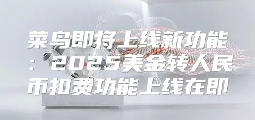 菜鸟即将上线新功能：2025美金转人民币扣费功能上线在即