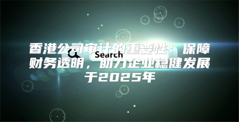 香港公司审计的重要性：保障财务透明，助力企业稳健发展于2025年