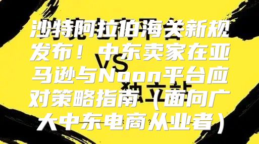沙特阿拉伯海关新规发布！中东卖家在亚马逊与Noon平台应对策略指南面向广大中东电商从业者