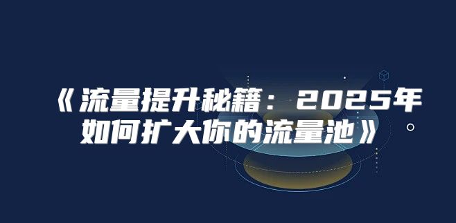 流量提升秘籍：2025年如何扩大你的流量池