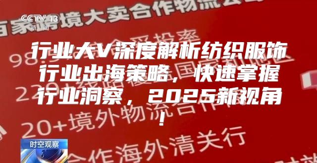 行业大V深度解析纺织服饰行业出海策略，快速掌握行业洞察，2025新视角！
