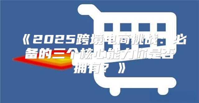 2025跨境电商挑战：必备的三个核心能力你是否拥有？
