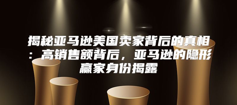 揭秘亚马逊美国卖家背后的真相：高销售额背后，亚马逊的隐形赢家身份揭露