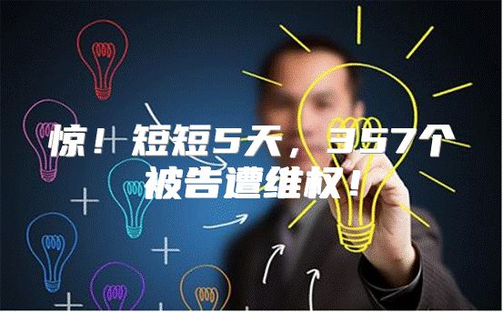 惊！短短5天，357个被告遭维权！