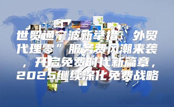 世贸通宁波新举措：外贸代理零”服务费风潮来袭，开启免费时代新篇章，2025继续深化免费战略