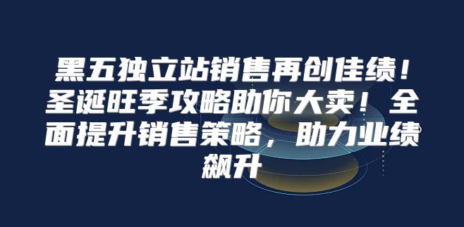 黑五独立站销售再创佳绩！圣诞旺季攻略助你大卖！全面提升销售策略，助力业绩飙升