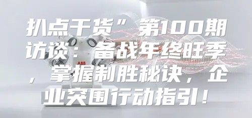 扒点干货”第100期访谈：备战年终旺季，掌握制胜秘诀，企业突围行动指引！